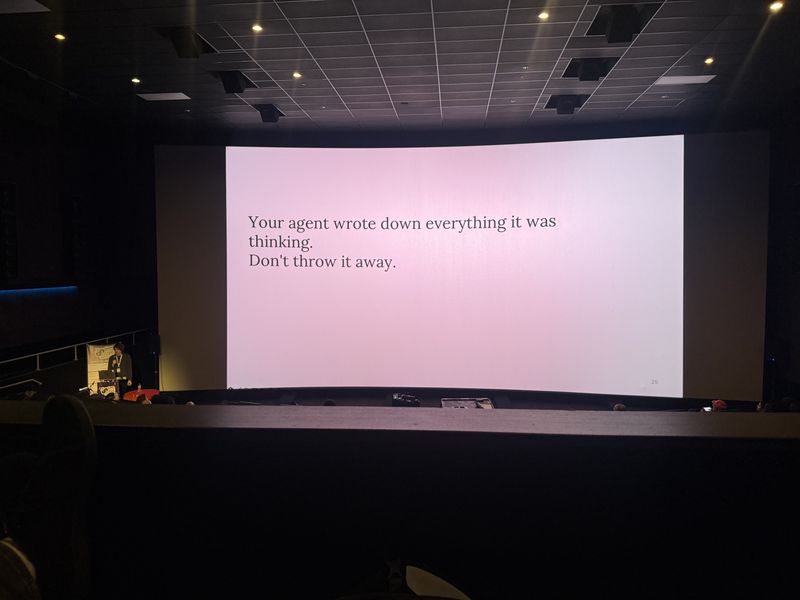 Slide: Quote urging teams to preserve agent transcripts because the agent wrote down everything it was thinking